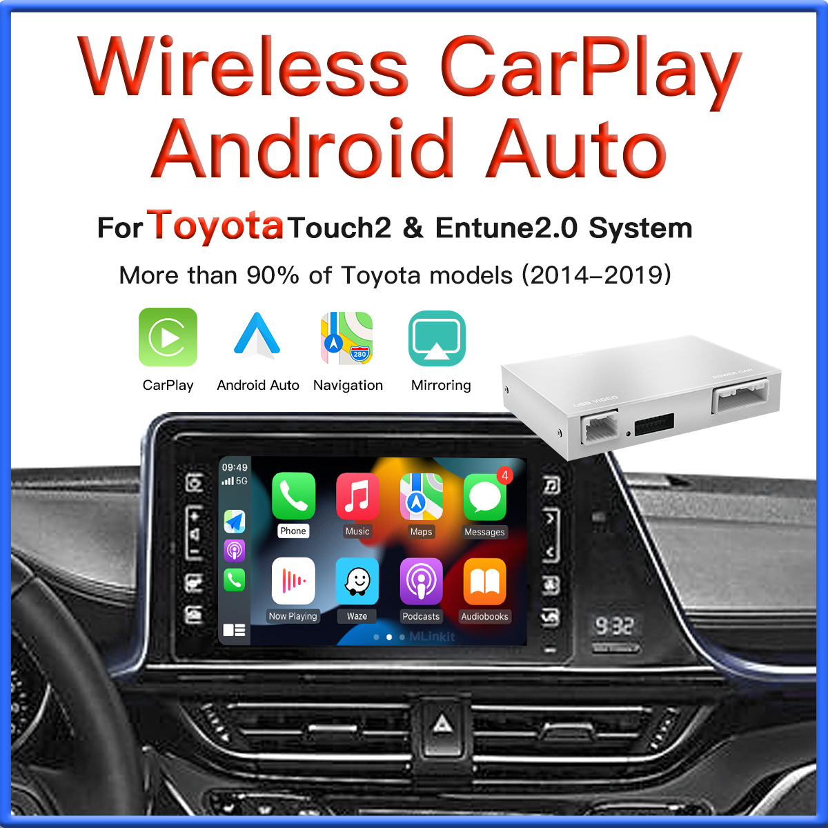豐田車主福音 14-19款車型無線CarPlay/Android Auto解碼器，讓車機(jī)導(dǎo)航跨越升級(jí)